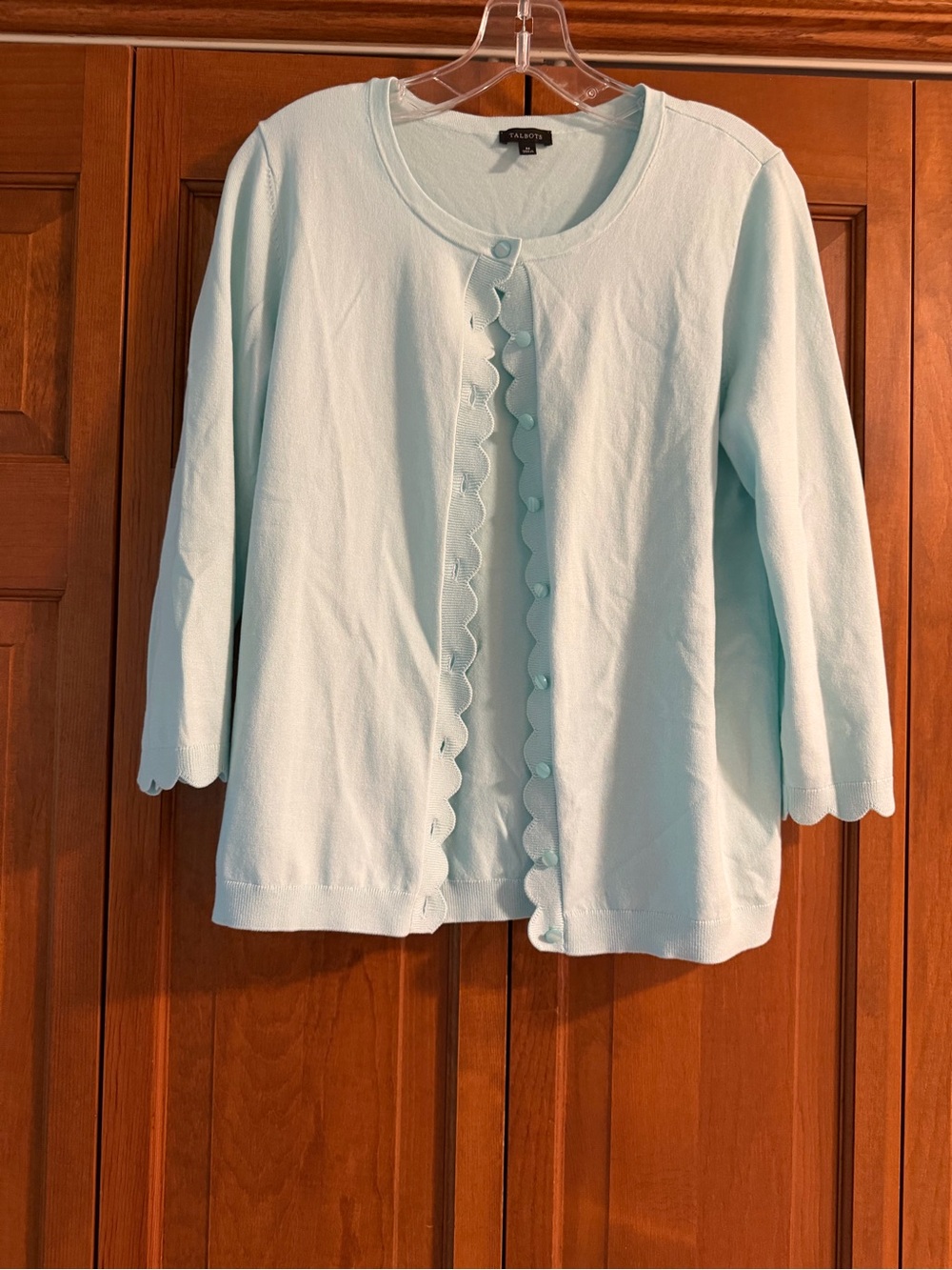 Talbots Aqua Scallop-Edge Button Cardigan with matching Tank